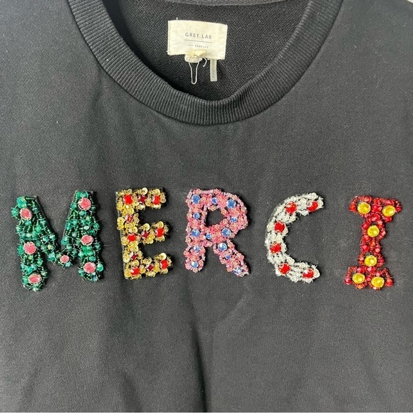 Grey Lab Merci Embellished Sweatshirt Black Size XS Crewneck - Picture 4 of 6